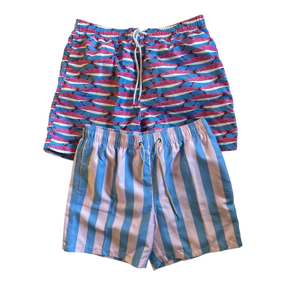 NWT set of two Coco Republic Blue and Pink Swim Trunks